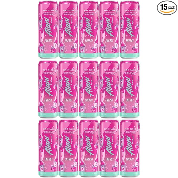 AIani. Nu Sugar Free Energy Drink - Pack Of 15 - Pink Slush (Strawberries &amp Cream) Flavor - -12 fl. oz - By The Munchie Mix