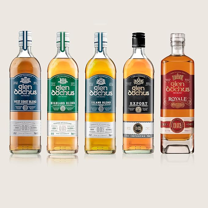 Glen Dochus Export Blend Non Alcoholic Whiskey Award Winning Aromatic and Warming Scottish Non Alcoholic Spirits - Halal Low Sugar and Gluten Free Part of the Spirits of Virtue Range (700ml)