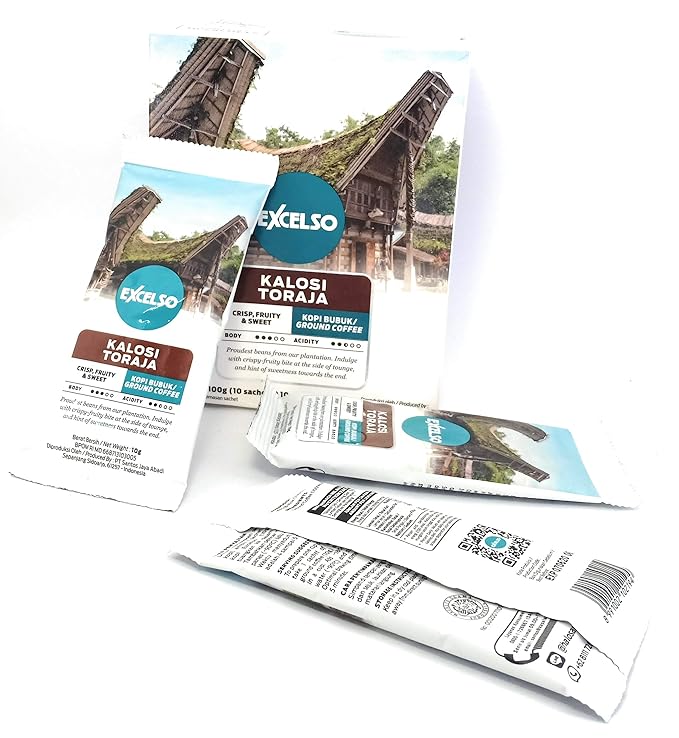 Excelso Toraja Kalosi - Ground Coffee 100 Gram (10 sachet @10g)
