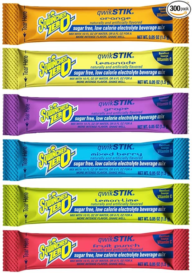 Zero Sugar Qwik Stik Bundle - Assorted Electrolyte Powdered Beverage Mix 10 oz Yield Per Unit - Pack of 300