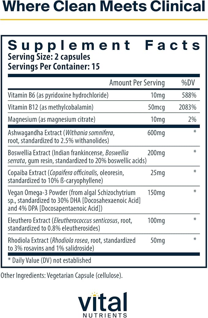 Vital Nutrients Cortisol Balance - Vegan Stress Relief Supplement - Cortisol Manager Supports Energy &amp Stress Levels - Ashwagandha &amp Magnesium for Relaxation - Gluten Dairy Soy Free - 90 Cap