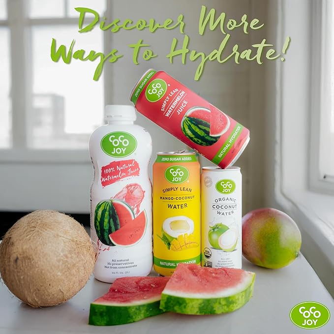 CoCo Joy 100% Natural Watermelon Juice (12-Pack) Low-Calorie Watermelon Drink