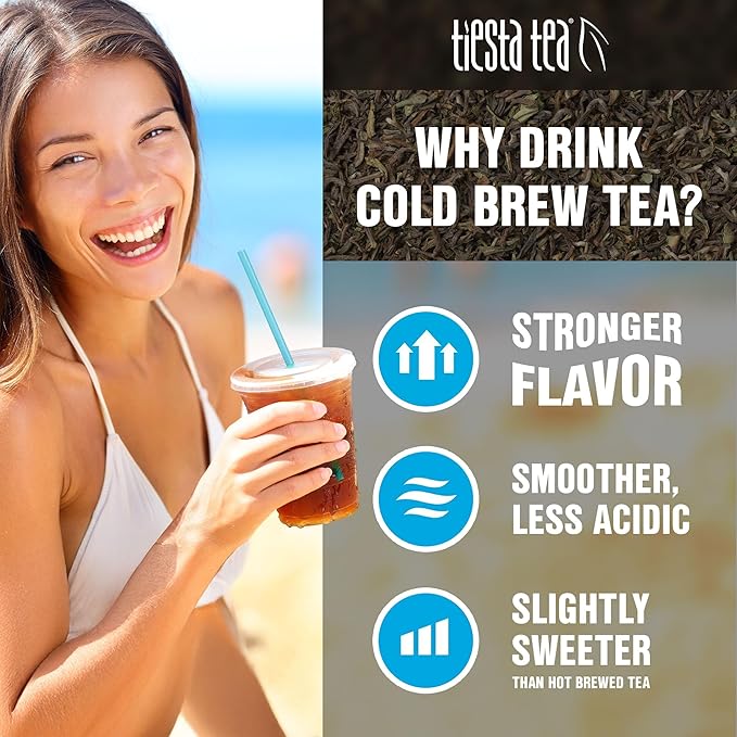 Tiesta Tea - Fireberry Cold Brew Loose Leaf Cranberry Hibiscus Rooibos Tea Premium Non-Caffeinated Blend Cold Brew Packets Makes 64 oz Per Bag (Pack of 10)