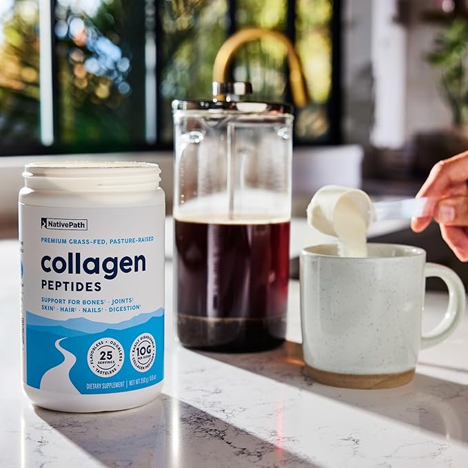 NativePath Collagen Peptides - Hydrolyzed Type 1 &amp 3 Collagen Powder for Skin Hair Nails - 8.8 oz (25 Servings) (Pack of 2)