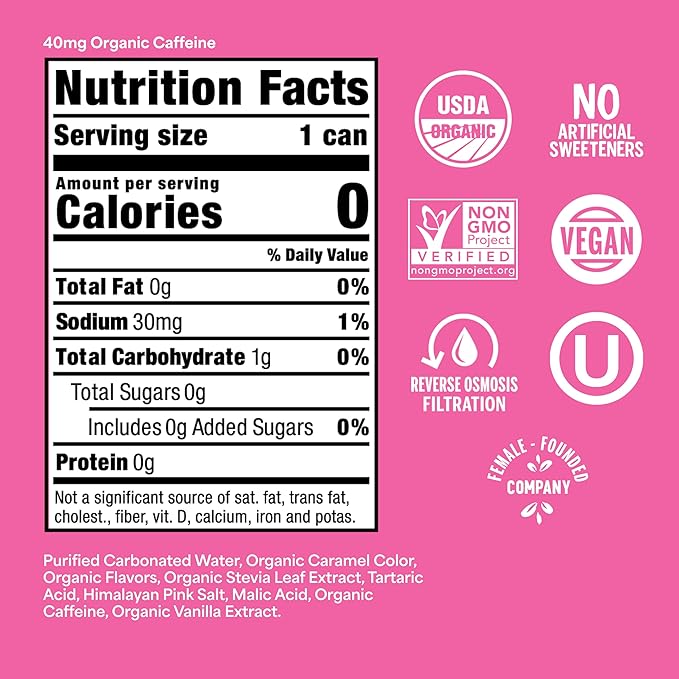 Nixie Organic Zero Sugar Soda Classic Cola &amp Cherry Cola 0 Sugar 0 Calories Healthy Soda Pop Non-GMO 12oz Cans (24 Pack)