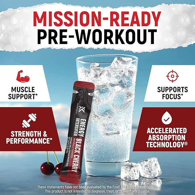 CardoMax - Energy Drink Packets - Liquid Preworkout for Men &amp Women Caffeine Packets with BCAA Vitamin B12 Vitamin B6 &amp B3 - Sugar-Free Zero Calorie Vegan &amp Keto - 15 Stick Packs - Bla
