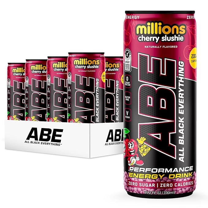 All Black Everything Performance Energy Drink | Zero Calories Sugar Free | 200mg Caffeine | Beta Alanine &amp Citrulline | Pre-Workout Sport Drink for Men &amp Women | Cherry Millions | 12 Pack