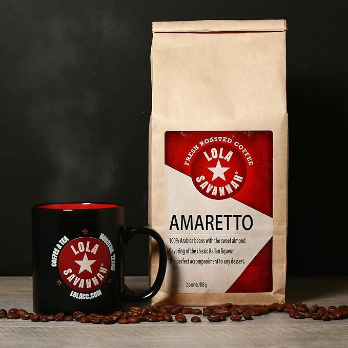 Lola Savannah Amaretto Ground Coffee - Roasted Arabica Beans Brings Traditional Italian Flavors to Your Cup | Caffeinated | 2lb Bag