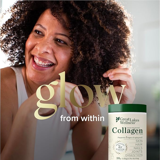 Great Lakes Wellness Collagen Peptides Powder – Supports Skin Hair Nails Joints &amp Digestion – Hydrolyzed Quick Dissolve Non-GMO Keto &amp Kosher – Pure Collagen Protein (32 oz 45 Servings)