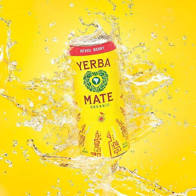 Yerba Madre Organic Yerba Mate Clean Energy Drink Alternative Bundle Revel Berry &amp Awakening Flavors 15.5 Oz (Pack of 24) 150mg Natural Caffeine Smooth Energy &amp Focus
