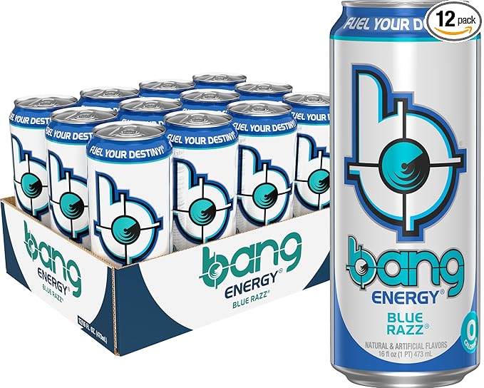 Bang Energy Blue Razz Sugar-Free Energy Drink 16-Ounce | Pack of 12
