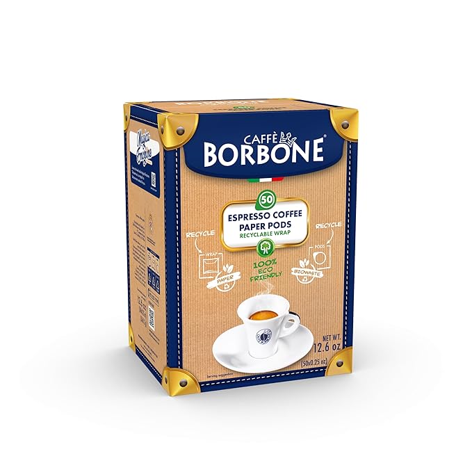 Caffè Borbone Espresso Paper Pods Black Blend Intense and Robust Medium Roast ESE Pods Authentic Italian Espresso - 50 Count