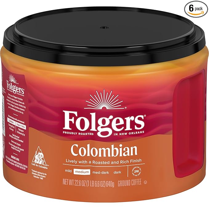 Folgers Colombian Medium Roast Coffee 22.6 Ounces (Pack of 6)