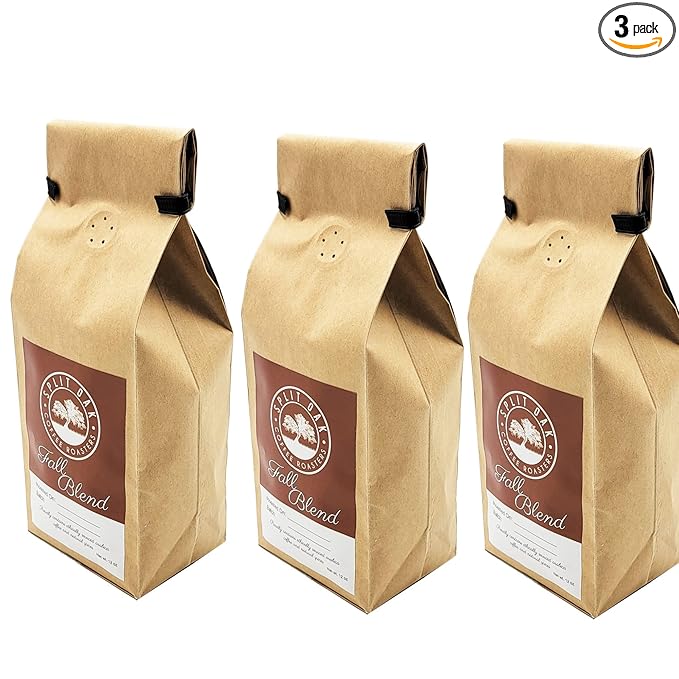3 PACK Fall Blend Coffee hand roasted beans complex and spicy with notes of nutmeg cinnamon and pumpkin spice by SPLIT OAK COFFEE ROASTERS Medium Roast Coffee