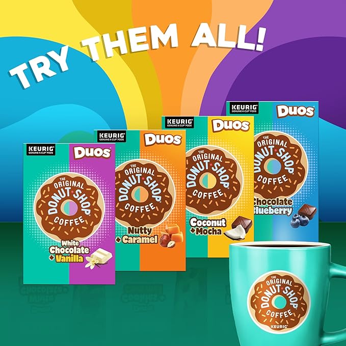 The Original Donut Shop Duos Nutty + Caramel Coffee Keurig Single Serve K-Cup Pods Light Roast Coffee 60 Count (6 Packs of 10)