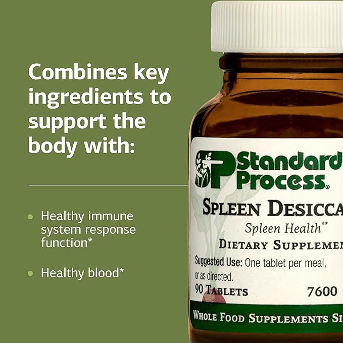 Standard Process Spleen Desiccated - Whole Food-Based Supplement to Support Spleen Health - Aid Healthy Immune System - Supplement with Proprietary Blend with Bovine &amp Ovine Spleen - 90 Tablets