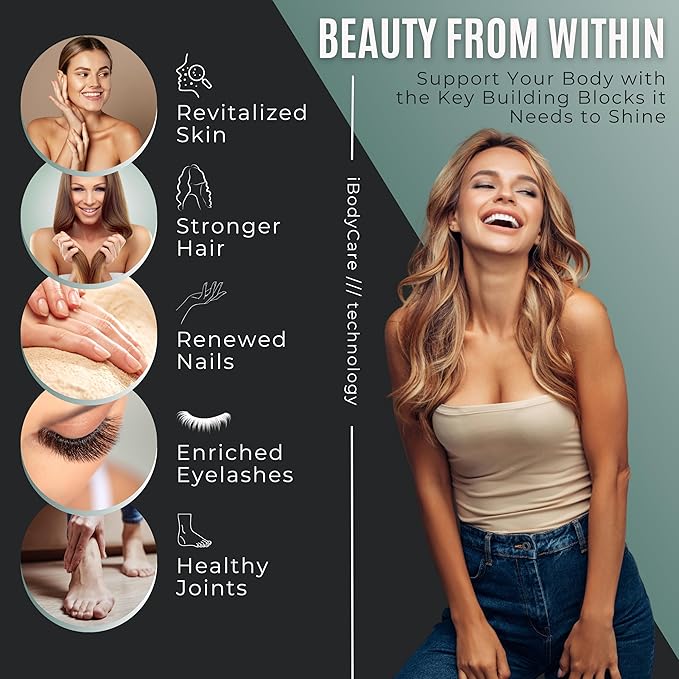 Collagen Supplement Type 1 and 3 - Activated Collagen Capsules with Vitamin C - Easy to Digest Premium Hair Skin Nails Joints Skin Lashes Supplement - 60 Tablets