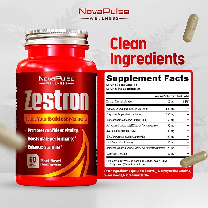 Male Enhancing Supplement Fast Acting Enlargement Pills for Men - Enhanced Size Drive Blood Flow Libido Testosterone Booster Strength Endurance - Boost Performance &amp Confidence - 60 Capsules