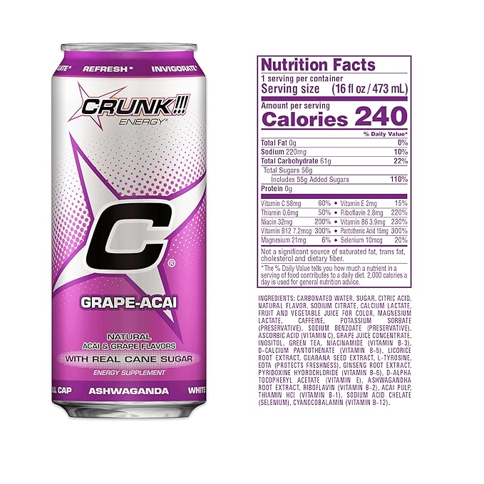 CRUNK!!! Energy Grape-Acai 16oz 12pack