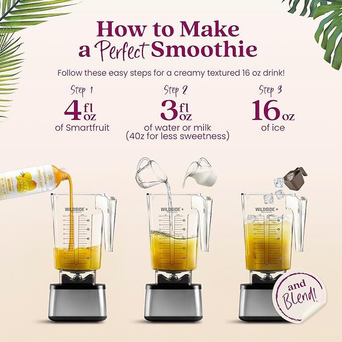 Smartfruit Mellow Mango + Immunity – 100% Real Fruit Purée w/Mango Banana Apple Pineapple – Great for Smoothies Juice Yogurt Cocktails Tea – High in Vitamin C Selenium Zinc – 2-Pk 48oz Each