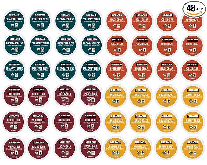 Kirkland Signature Organic K-Cups Variety Pack - Arabica Single Serve Coffee Pods for Keurig Makers - 48 Pods in ComboCreations Box - Perfect for Holiday Gifts Parties &amp Beverages
