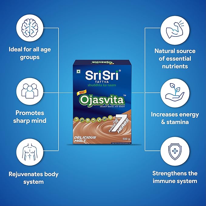 Sri Sri TATTVA shuddhta ka naam Ojasvita Malt - Drink Mix for Sharp Mind &amp Healthy Body - 500g(Pack of 2)