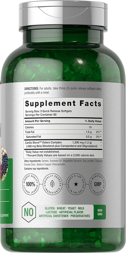 Horbäach Beta Sitosterol 1200mg | 240 Softgel Capsules | Mega Strength | Plant Sterols Complex | Non-GMO Gluten Free Supplement