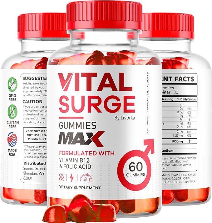 (2 Pack) Vital Surge - Vital Surge for Men Max Maximum Strength 1050 MG VitalSurge Supplement Support Gummy Advanced Formula Premium Vitamin Gomitas (120 Gummies)