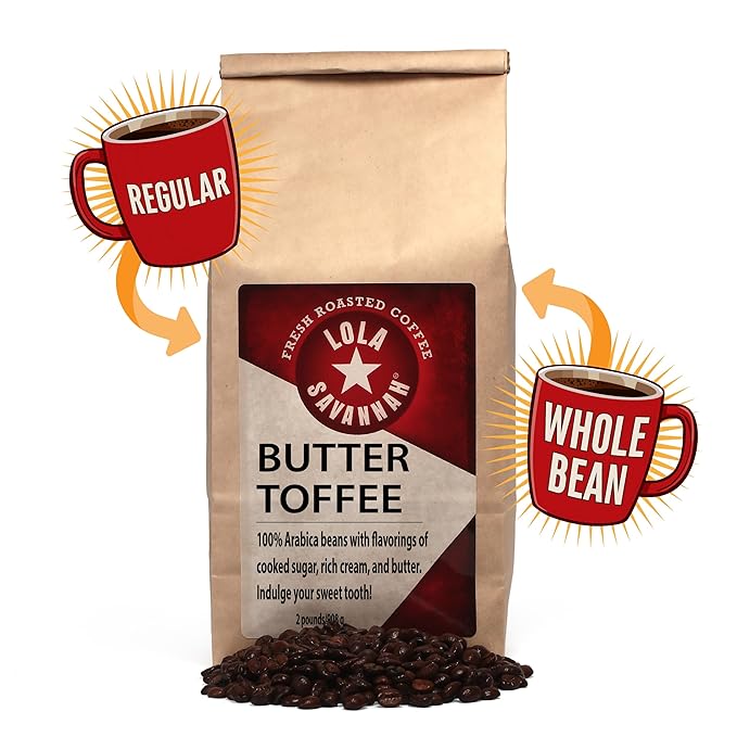 Lola Savannah Butter Toffee Whole Bean Caffeinated Coffee 2lb