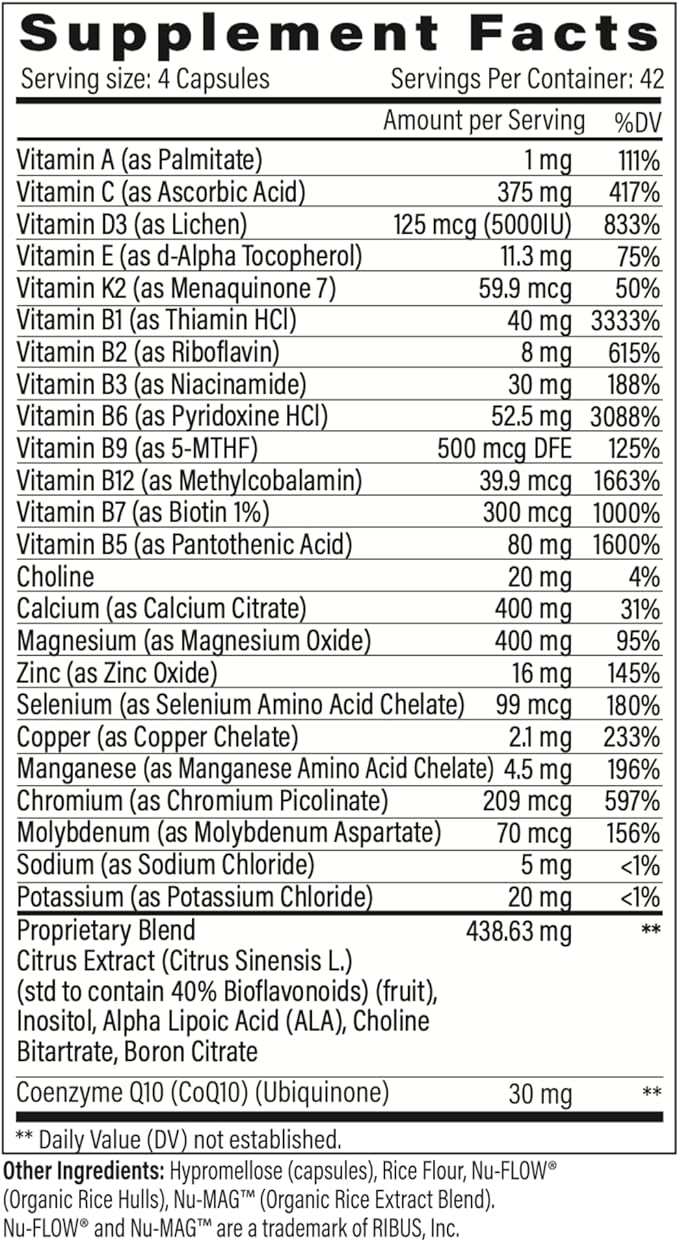 StellaLife DentaMedica Vegan Daily Multivitamin Nutritional Support for Faster Dental Surgery Recovery VIT D3 K2 C B Zinc CoQ10 Magnesium Healthy Bones &amp Gums Non-GMO GMP USA 168 Capsules