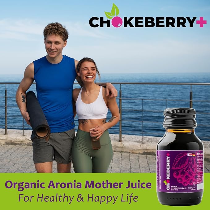 Chokeberry + Raw Aronia Juice - Rich in Antioxidant &amp 100% Organic Aronia Berry Juice Concentrate - Vegan Gluten-Free &amp No Sugar Added - First-Press Mother Juice - 12 x 50ml Shots