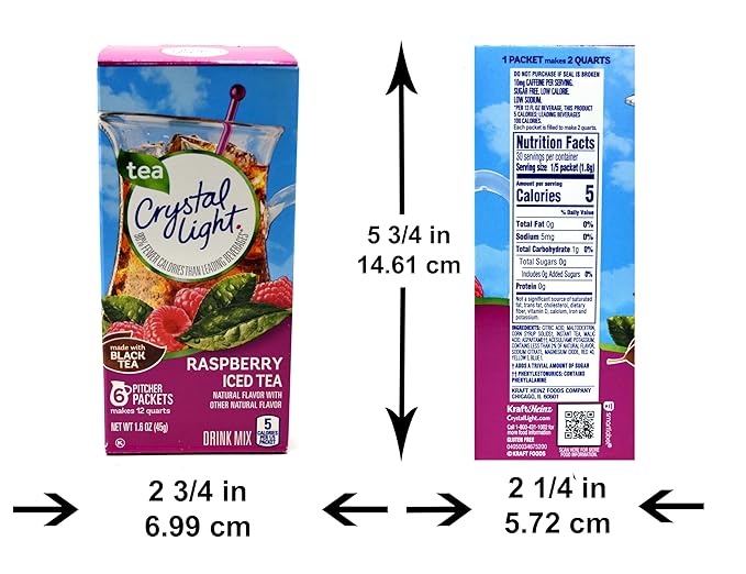 Crystal Light Raspberry Iced Tea Drink Mix 12-Quart 1.6-Ounce Canister (Pack Of 7)