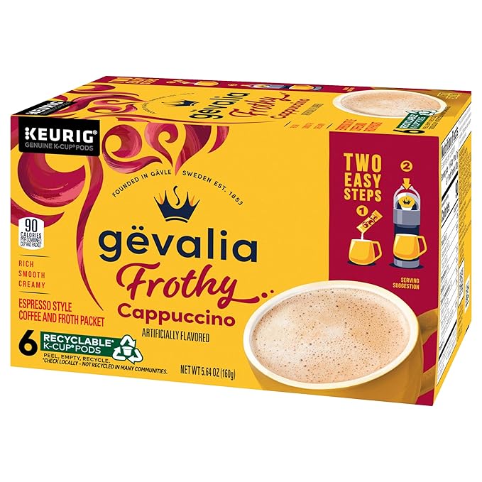 Gevalia Kaffe 2-Step K-Cup &amp Froth Packets (Cappuccino Espresso) 6 Count (Pack of 3)
