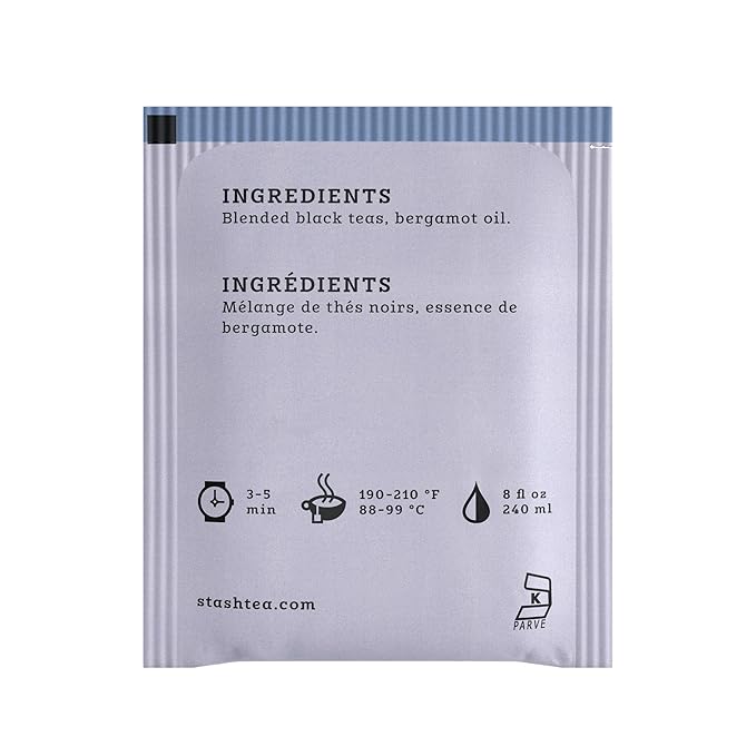Stash Tea Earl Grey Black Tea - Caffeinated Non-GMO Project Verified Premium Tea with No Artificial Ingredients 20 Count (Pack of 6) - 120 Bags Total