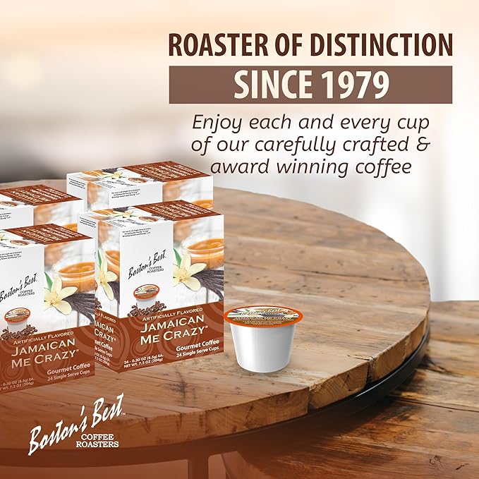 Boston’s Best - Jamaican Me Crazy Flavored Delicious Gourmet Coffee Compatible with Keurig Coffee Maker 24 Count (Pack of 4)