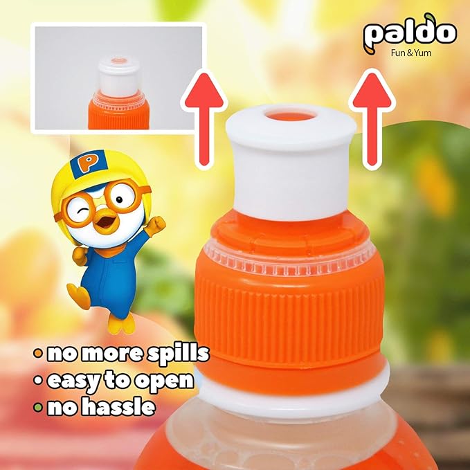 Paldo Fun &amp Yum Pororo Kids Mango Flavor Drink Pack of 8 Fruit Juice Drinks with Comfortable Push-Pull Sports Cap Perfect Drink for Children 7.95 fl oz. x 8