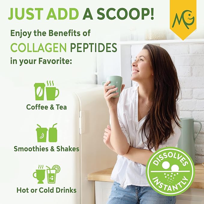 MariGold Grass-fed Collagen Peptides Powder Strawberry Sundae 1LB - 100% Pure Type I &amp III Bovine Hydrolyzed Collagen Non-GMO Hormone Free Soy Free Gluten Free Dairy Free Keto-Friendly