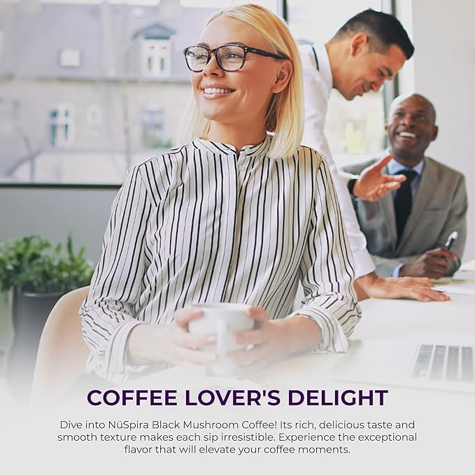 NüSpira - Latte Mushroom Coffee - Premium Blend of 6 Adaptogen Mushrooms for Vitality Brain Clarity Gut Health &amp Immune Support - 24 Pack