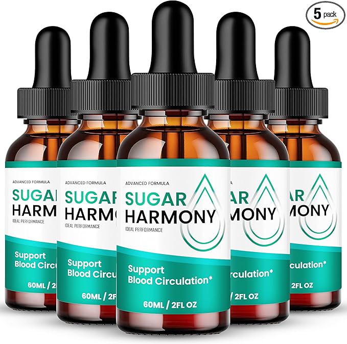 Sugar Harmony Drops SugarHarmony Blood Formula Support Supplement Drops - Maximum Strength All Natural Healthy Circulation Stable Levels &amp Overall Health Advanced Sugar Harmony Reviews (5 Pack