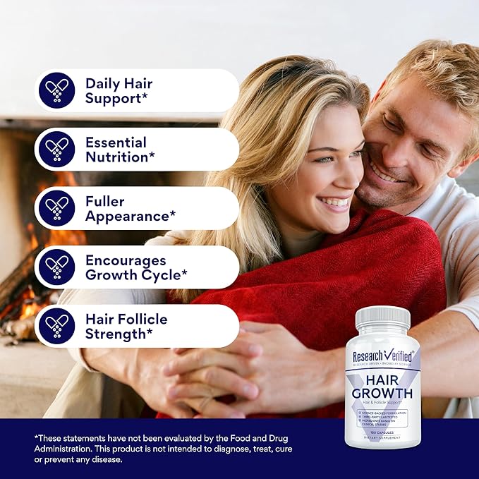 Research Verified Hair Growth Support - with Biotin DHT Blockers &amp Vitamins - Hair Growth and Hair Loss Prevention - 360 Capsules - 6 Month Supply