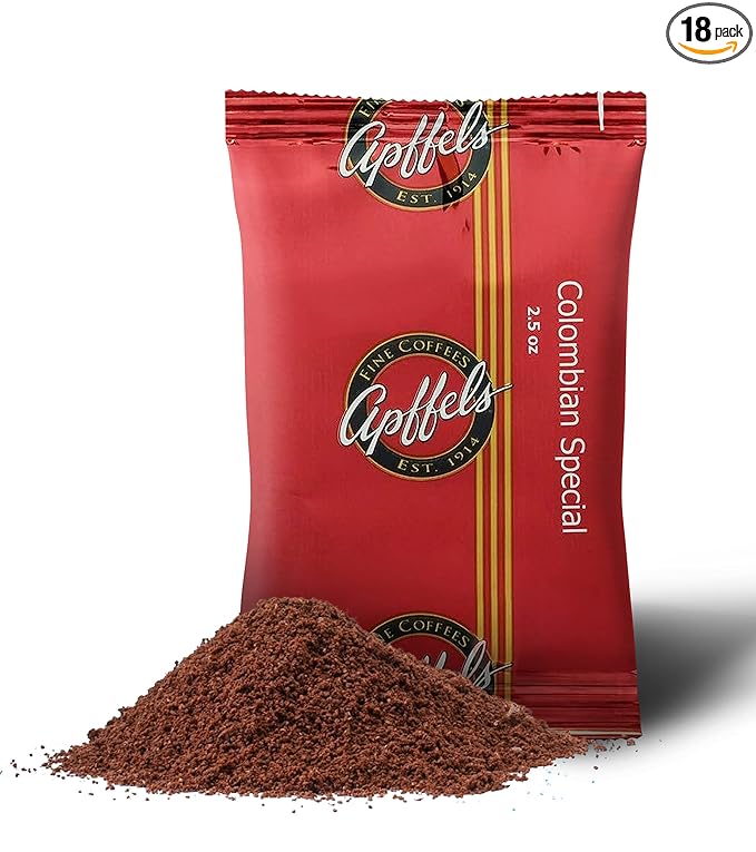 Apffels Colombian Special – Ground Medium Roast 100% Arabica Coffee (18 pack – 2.5 oz Each)