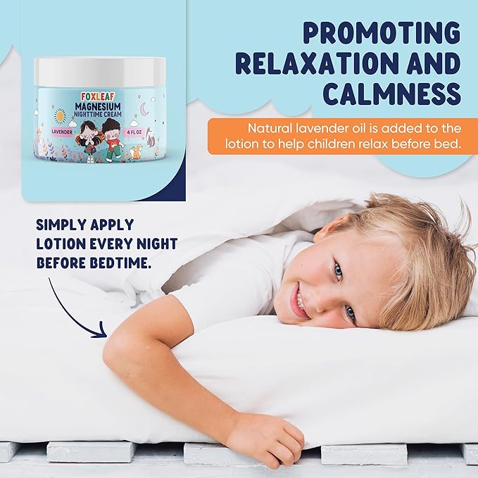 Magnesium Cream For Kids - Supports Sleep &amp Comfort with Aloe Vera Shea Butter Dandelion Root Extract &amp Lavender Scented - Made In USA - 4oz