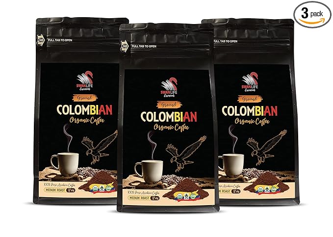 coffee from colombia - COLOMBIAN GROUND COFFEE ORGANIC medium roast 100% pure arabica acidity medium fair trade - fair trade ground coffee 3 Bags (36 Oz)