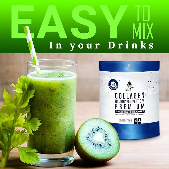 MO4T Collagen Peptides- Grass-Fed Collagen- Hydrolyzed Collagen Powder- Unflavored- 2 Pounds Collagen- Large Collagen Powder