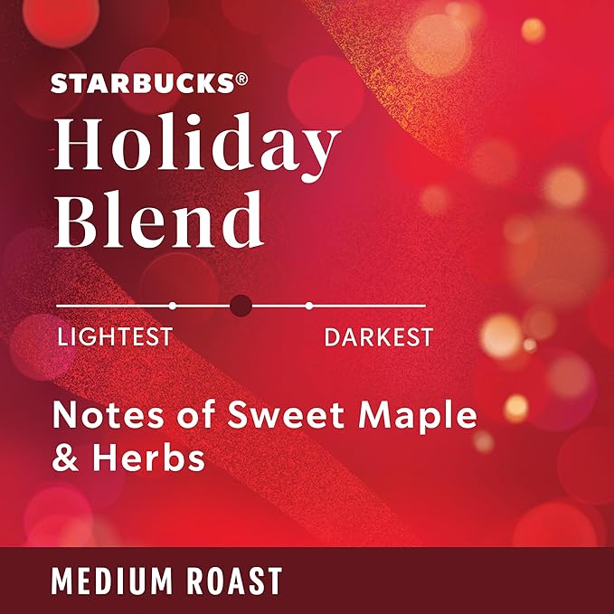 Starbucks Ground Coffee Medium Roast Coffee Starbucks Holiday Blend 100% Arabica 1 Bag (17 oz)