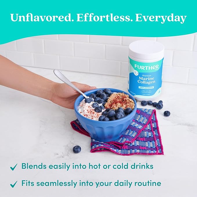 Further Food Unflavored Marine Collagen Peptides Powder Wild-Caught Sustainably Sourced Fish Hydrolyzed Type 1 2 &amp 3 12g Protein 5.93 Oz