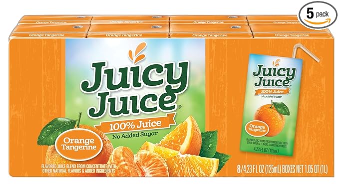 Juicy Juice Orange Tangerine 4.23 Ounce Boxes 8 Count (Pack of 5)