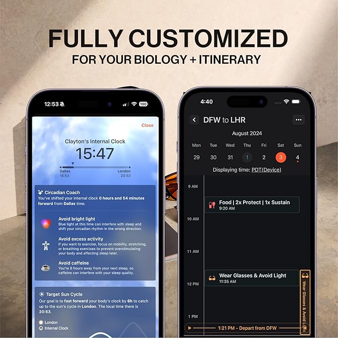 Flykitt Jet Lag Prevention Kit | Complete Travel Essentials with App-Guided Supplement Schedule &amp Blue Light Glasses | Stay Energized &amp Wake Up Refreshed for Your Entire Trip
