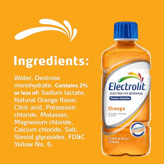 Electrolit Hydration Electrolyte Drinks Sports Beverages with Electrolytes 6 Pack (Orange)