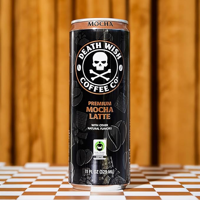 Death Wish Coffee Iced Coffee Cold Brew 8g Protein Fair Trade (Mocha Latte)